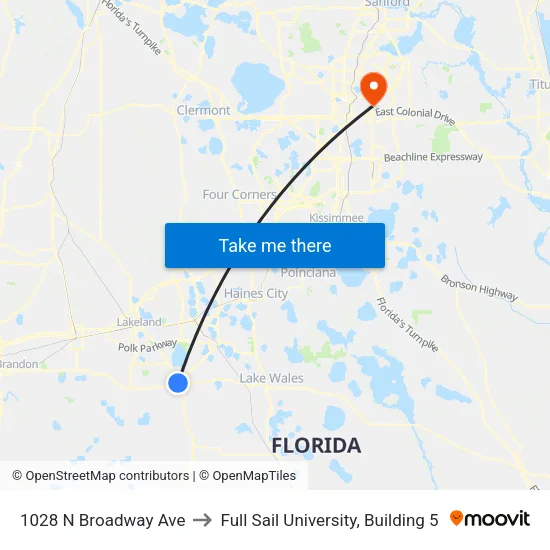 1028 N Broadway Ave to Full Sail University, Building 5 map