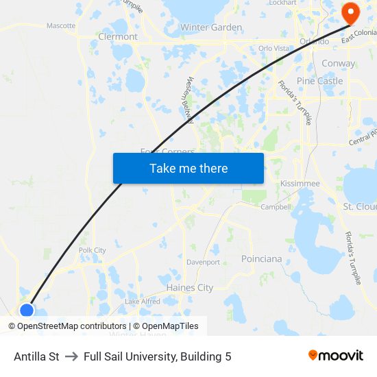 Antilla St to Full Sail University, Building 5 map