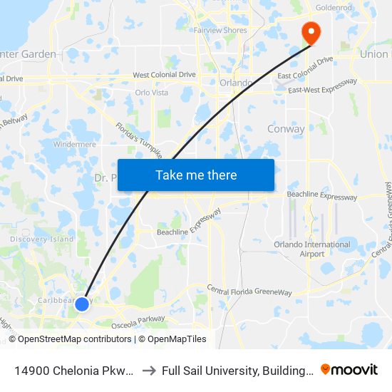 14900 Chelonia Pkway to Full Sail University, Building 5 map