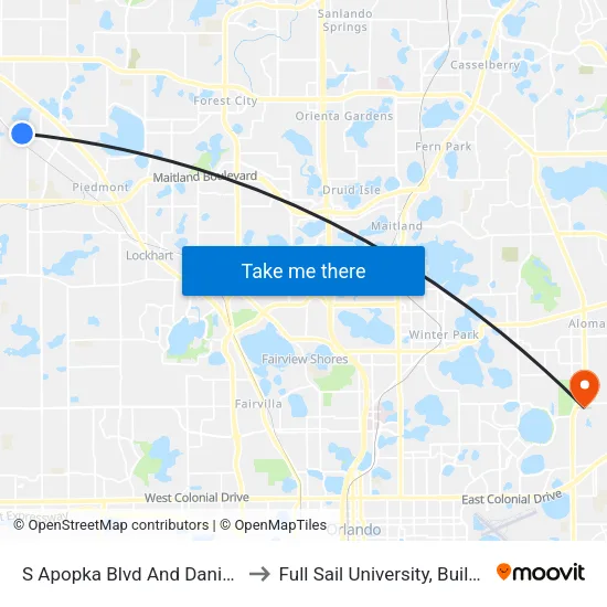 S Apopka Blvd And Danisco Pl to Full Sail University, Building 5 map