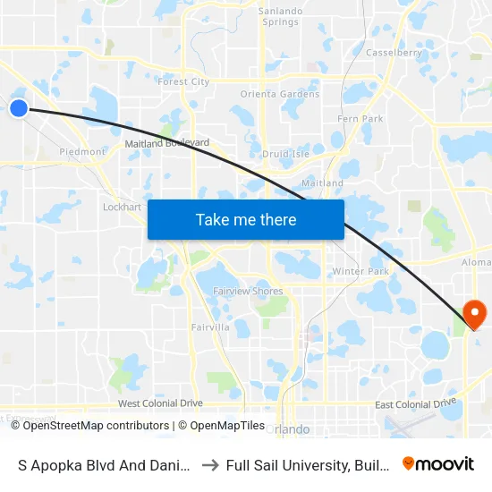 S Apopka Blvd And Danisco Pl to Full Sail University, Building 5 map