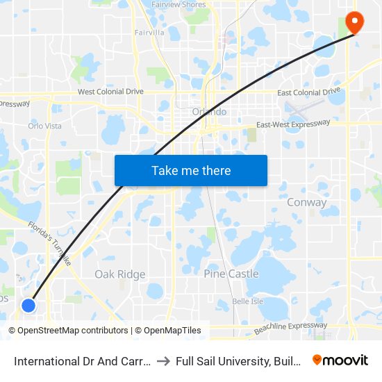 International Dr And Carrier Dr to Full Sail University, Building 5 map
