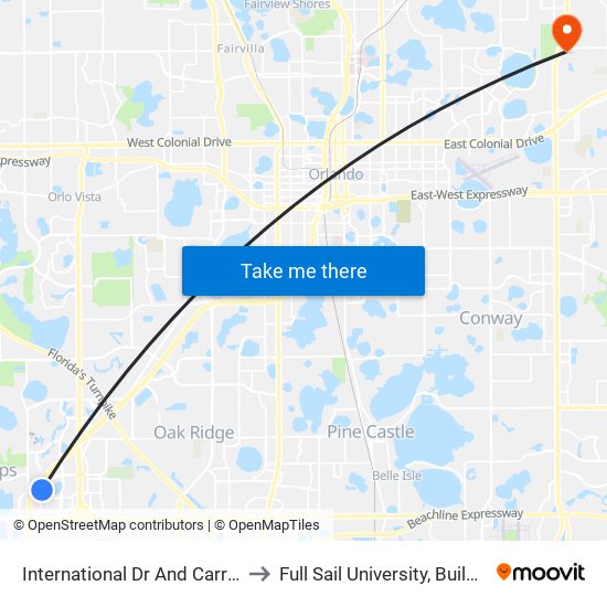 International Dr And Carrier Dr to Full Sail University, Building 5 map