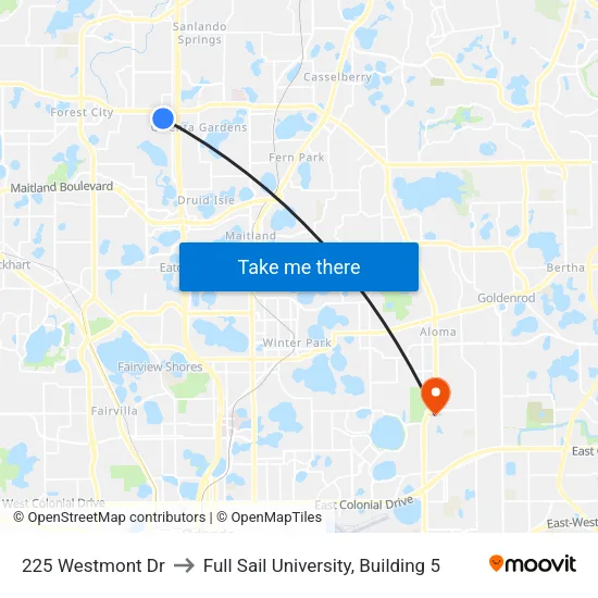 225 Westmont Dr to Full Sail University, Building 5 map