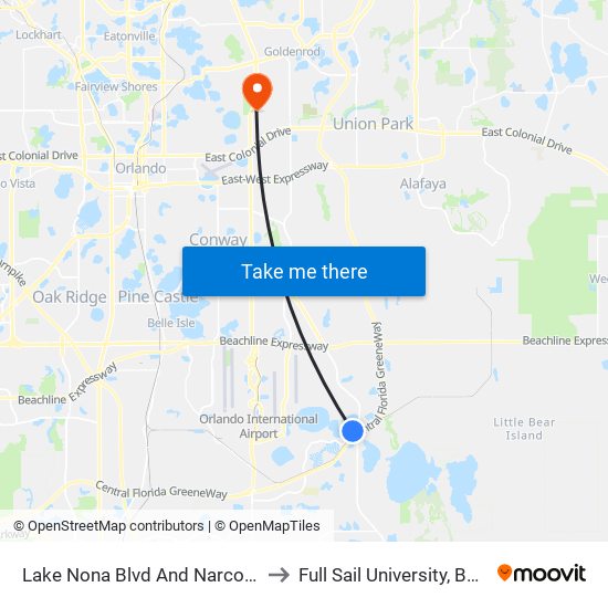 Lake Nona Blvd And Narcoossee Rd to Full Sail University, Building 5 map