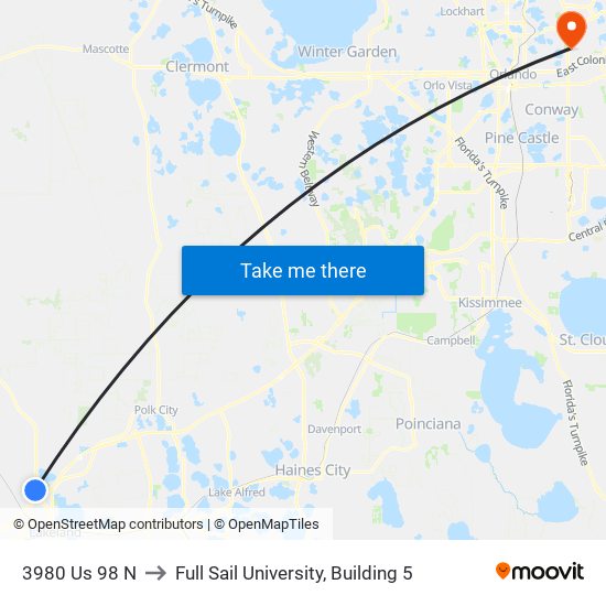 3980 Us 98 N to Full Sail University, Building 5 map