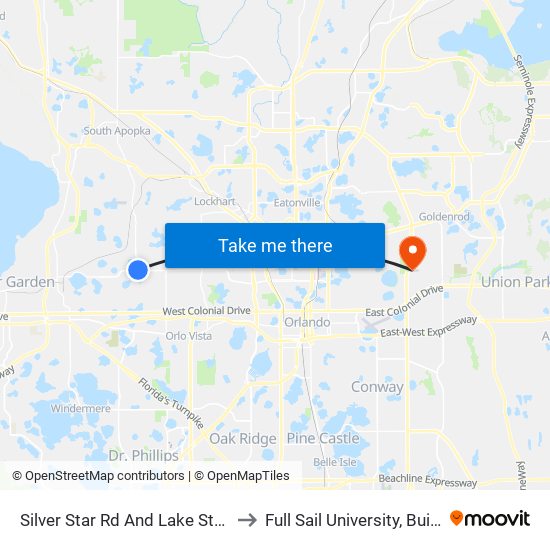 Silver Star Rd And Lake Stanley Rd to Full Sail University, Building 5 map