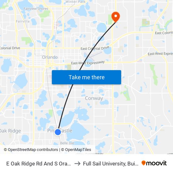 E Oak Ridge Rd And S Orange Ave to Full Sail University, Building 5 map