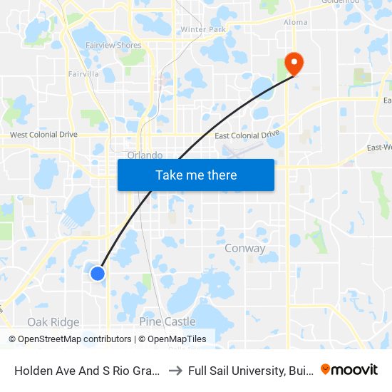 Holden Ave And S Rio Grande Ave to Full Sail University, Building 5 map