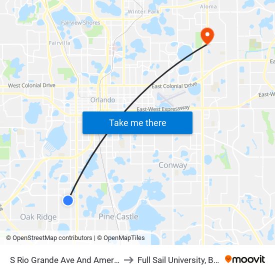 S Rio Grande Ave And Americana Blvd to Full Sail University, Building 5 map