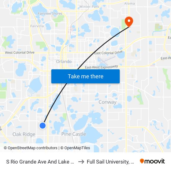 S Rio Grande Ave And Lake Heritage Cir to Full Sail University, Building 5 map