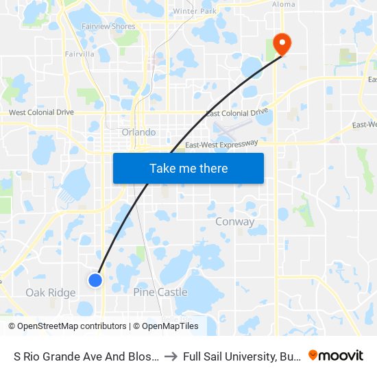 S Rio Grande Ave And Blossom Ter to Full Sail University, Building 5 map