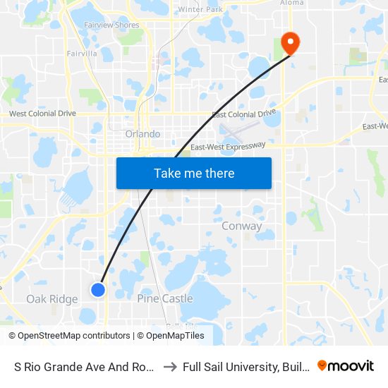 S Rio Grande Ave And Rose Blvd to Full Sail University, Building 5 map