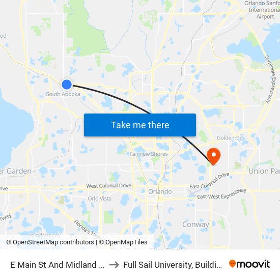 E Main St And Midland Ave to Full Sail University, Building 5 map