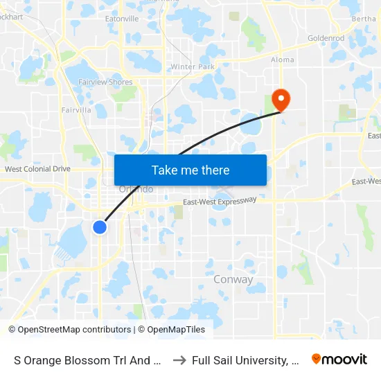 S Orange Blossom Trl And Columbia St to Full Sail University, Building 5 map