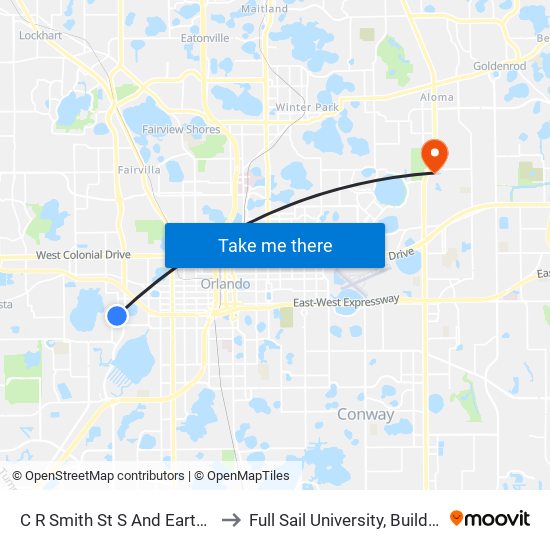 C R Smith St S And Eartha Ln to Full Sail University, Building 5 map