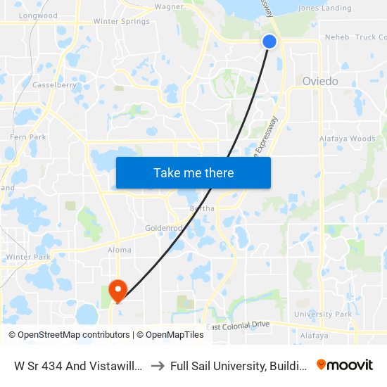 W Sr 434 And Vistawilla Dr to Full Sail University, Building 5 map