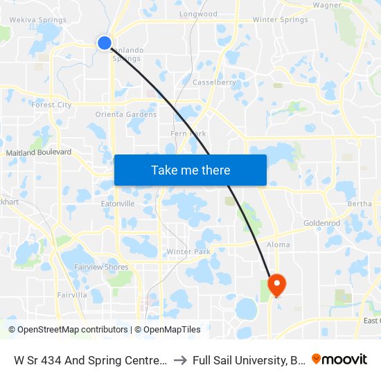 W Sr 434 And Spring Centre South Blvd to Full Sail University, Building 5 map