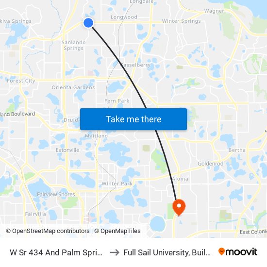 W Sr 434 And Palm Springs Dr to Full Sail University, Building 5 map