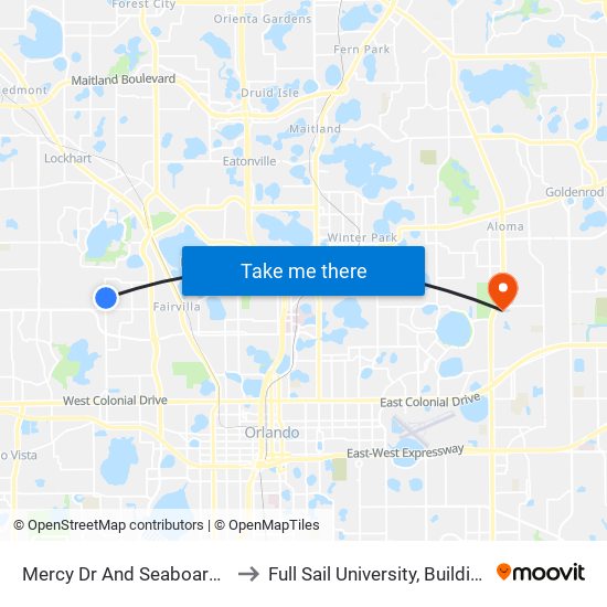 Mercy Dr And Seaboard Rd to Full Sail University, Building 5 map
