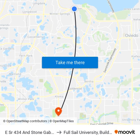 E Sr 434 And Stone Gable Cir to Full Sail University, Building 5 map