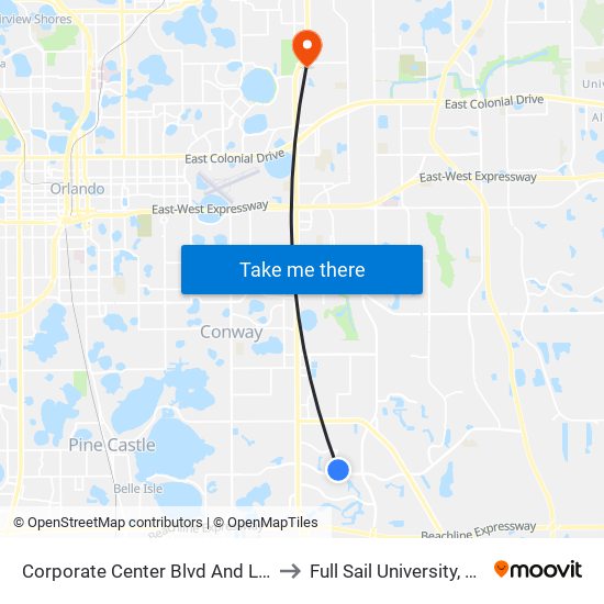 Corporate Center Blvd And Leevista Blvd to Full Sail University, Building 5 map