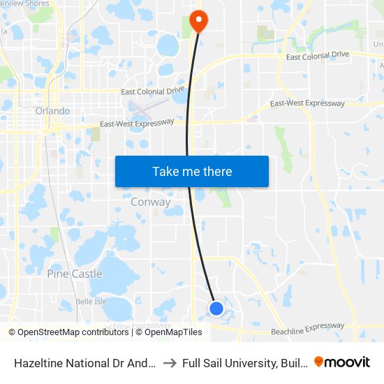 Hazeltine National Dr And Tpc Dr to Full Sail University, Building 5 map
