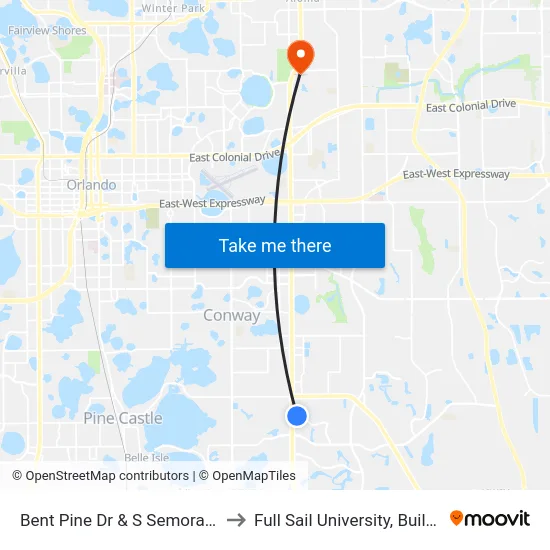 Bent Pine Dr & S Semoran Blvd to Full Sail University, Building 5 map