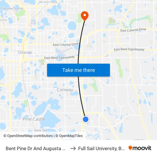 Bent Pine Dr And Augusta National Dr to Full Sail University, Building 5 map