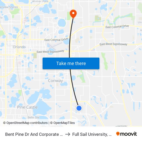 Bent Pine Dr And Corporate Center Blvd to Full Sail University, Building 5 map