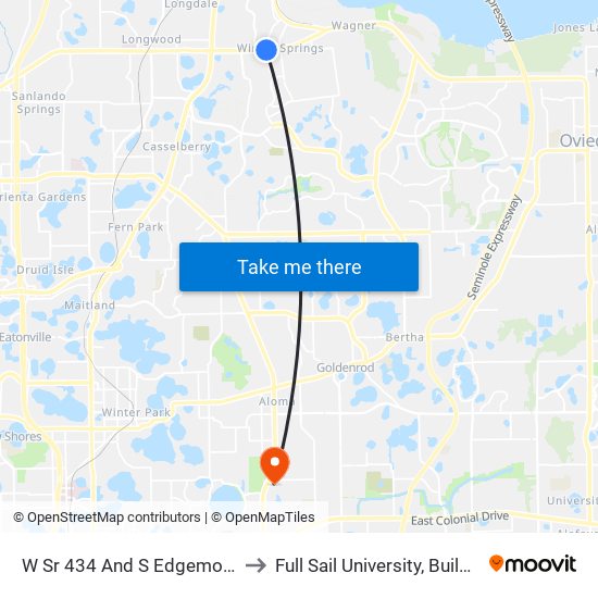 W Sr 434 And S Edgemon Ave to Full Sail University, Building 5 map