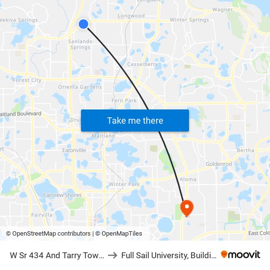 W Sr 434 And Tarry Town Trl to Full Sail University, Building 5 map