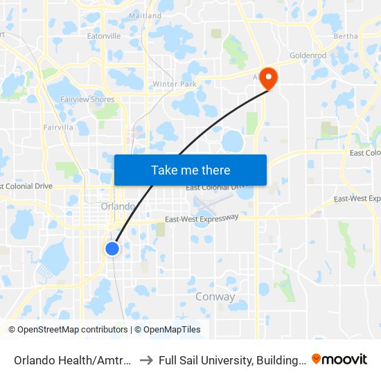 Orlando Health/Amtrak to Full Sail University, Building 3 map