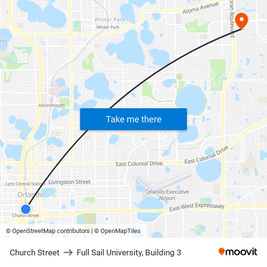 Church Street to Full Sail University, Building 3 map