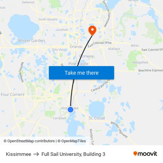 Kissimmee to Full Sail University, Building 3 map