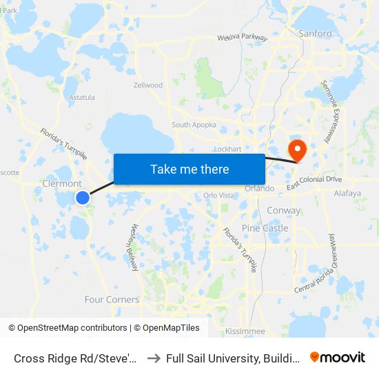 Cross Ridge Rd/Steve's Rd to Full Sail University, Building 3 map