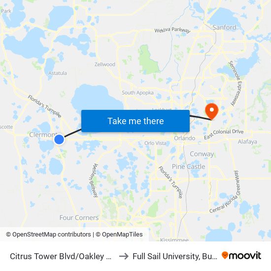 Citrus Tower Blvd/Oakley Seaver Dr to Full Sail University, Building 3 map