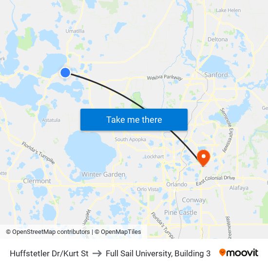 Huffstetler Dr/Kurt St to Full Sail University, Building 3 map