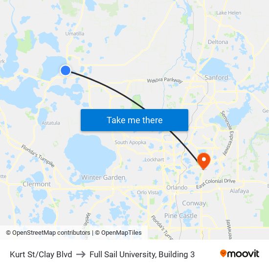 Kurt St/Clay Blvd to Full Sail University, Building 3 map