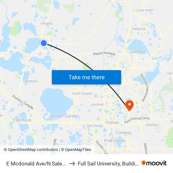 E Mcdonald Ave/N Salem St to Full Sail University, Building 3 map