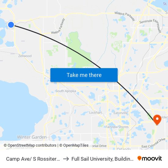 Camp Ave/ S Rossiter St to Full Sail University, Building 3 map