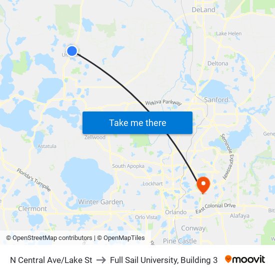 N Central Ave/Lake St to Full Sail University, Building 3 map