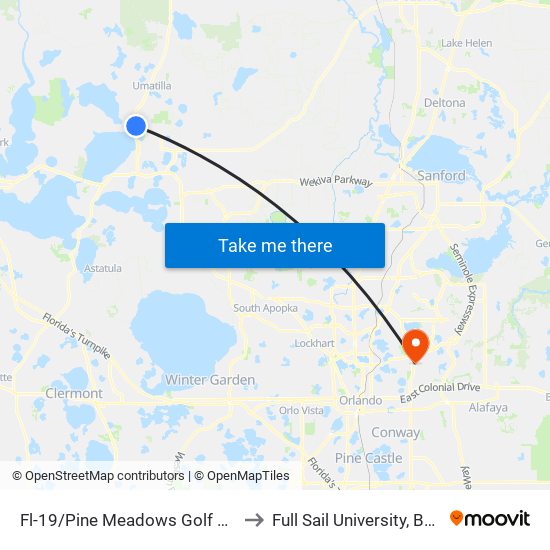 Fl-19/Pine Meadows Golf Course Rd to Full Sail University, Building 3 map