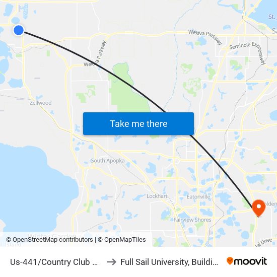 Us-441/Country Club Blvd to Full Sail University, Building 3 map