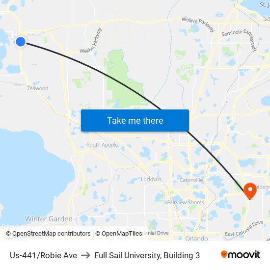 Us-441/Robie Ave to Full Sail University, Building 3 map