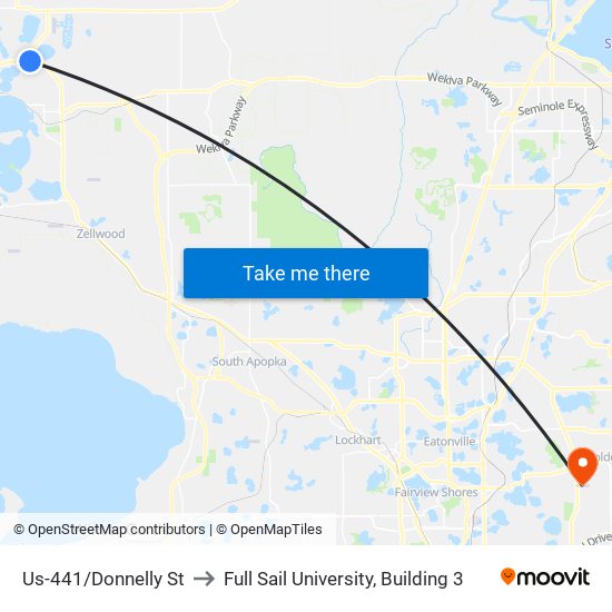 Us-441/Donnelly St to Full Sail University, Building 3 map