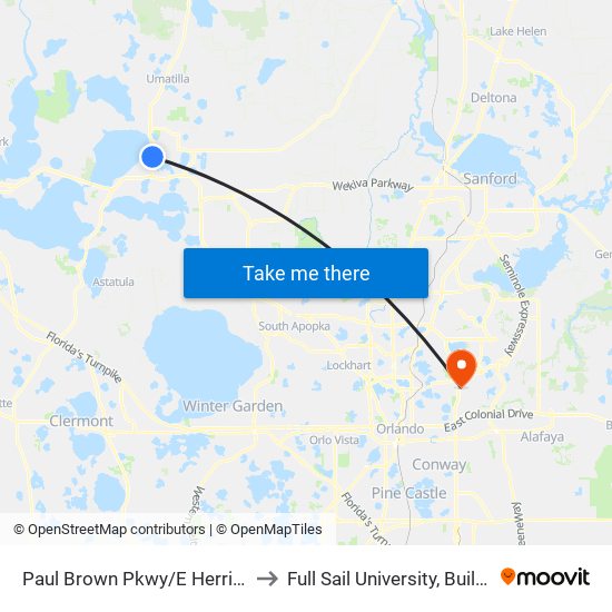 Paul Brown Pkwy/E Herrick Ave to Full Sail University, Building 3 map