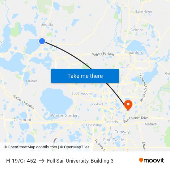 Fl-19/Cr-452 to Full Sail University, Building 3 map