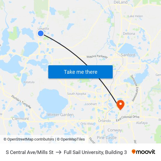 S Central Ave/Mills St to Full Sail University, Building 3 map