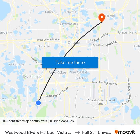 Westwood Blvd & Harbour Vista Dr (Marriott’S Cypress Harbour) to Full Sail University, Building 3 map